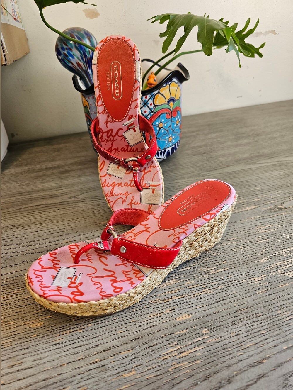 Vintage Coach espadrilles red wedge Y2K size 8.5
